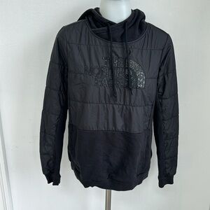 The North Face Sweatshirt Primaloft Women's Small Puffer Hybrid Hoodie Black‎